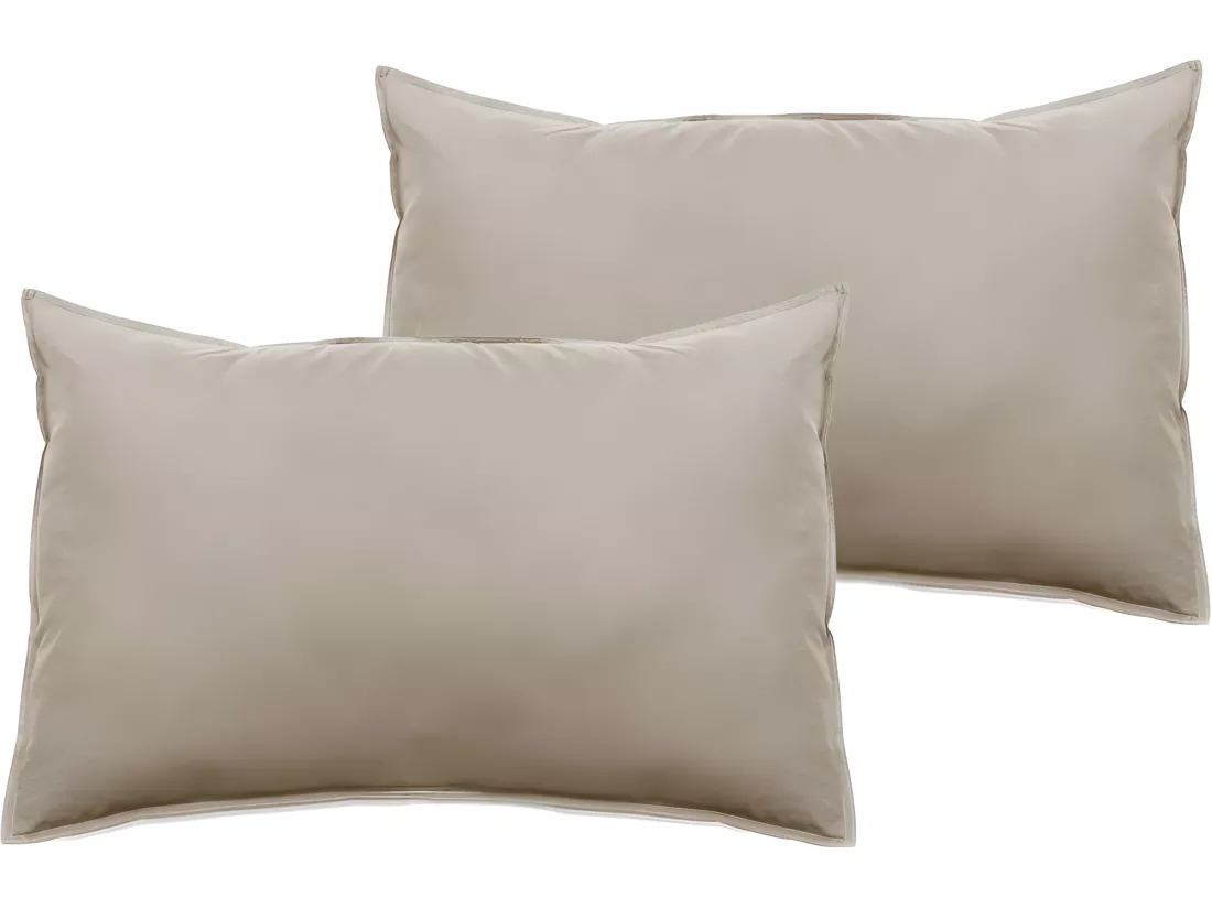 Lot de 2 taies d’oreiller Palace pur coton teint lavé 63 fils/cm² Vent du sud - Palace Chanvre - Lot de 2 taies d'oreiller 50 x 70 cm