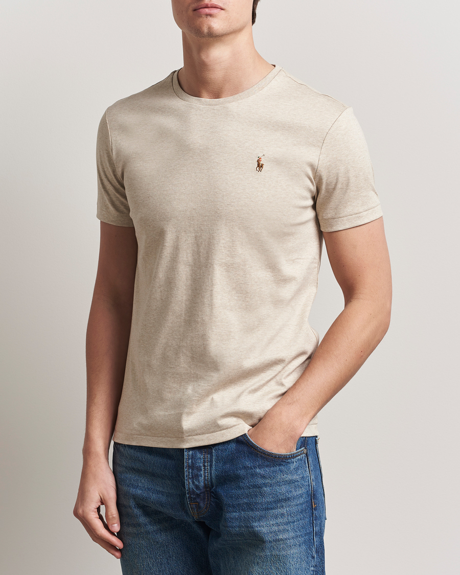 Polo Ralph Lauren Luxury Pima Cotton Crew Neck T-Shirt Dune Heather