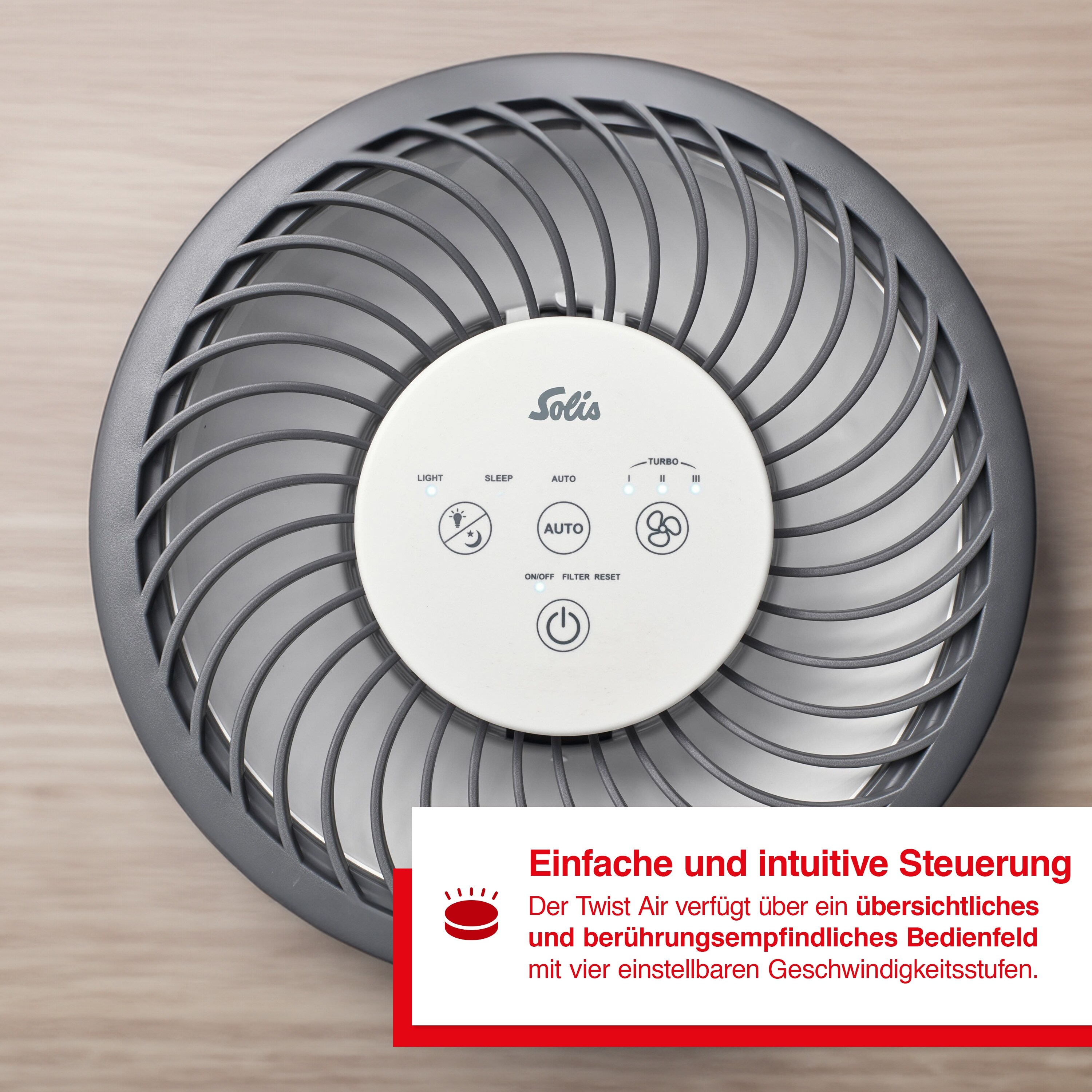 Solis Luftbefeuchter, Luftreiniger, 4 Stufen, Räume bis 105 m³, Filter