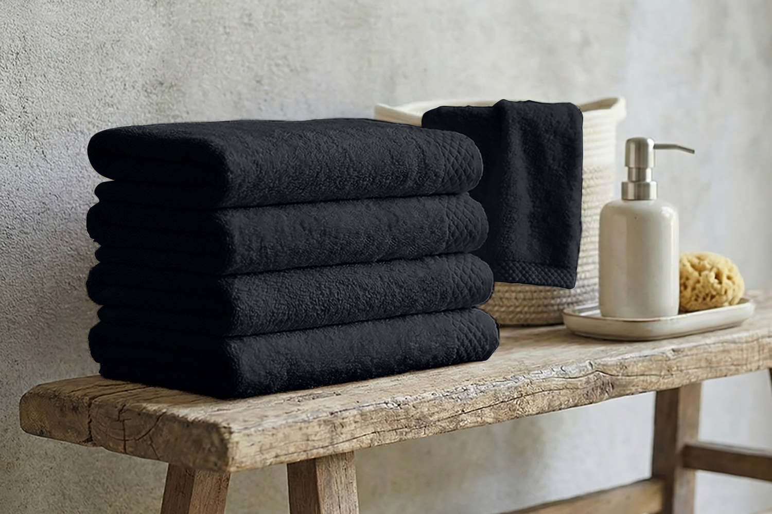 Eleganzzz Badstof Handdoek 100% Katoen 50x100cm - black - Set van 12