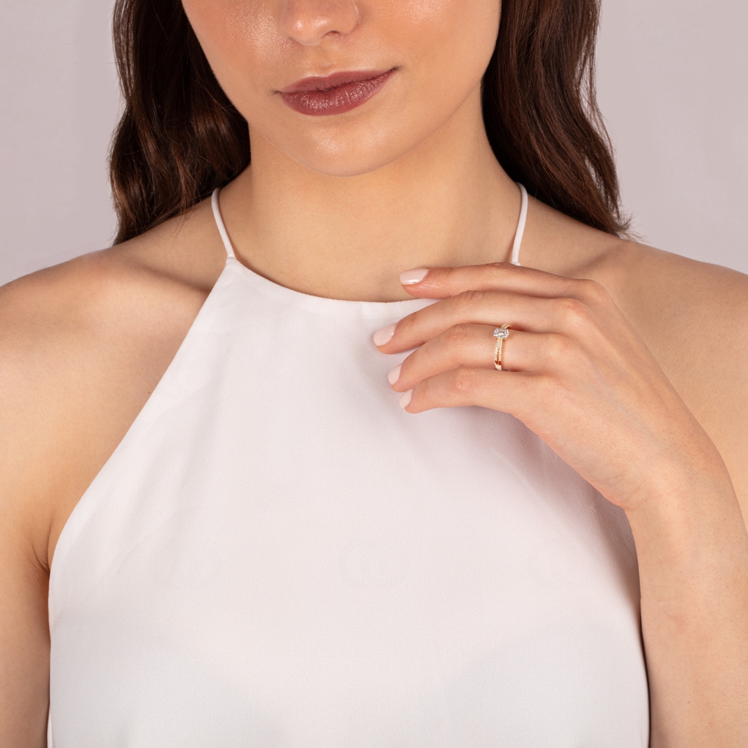 Verlobungsring 750/18 K Gelbgold mit Diamanten 0.28 ct H/si