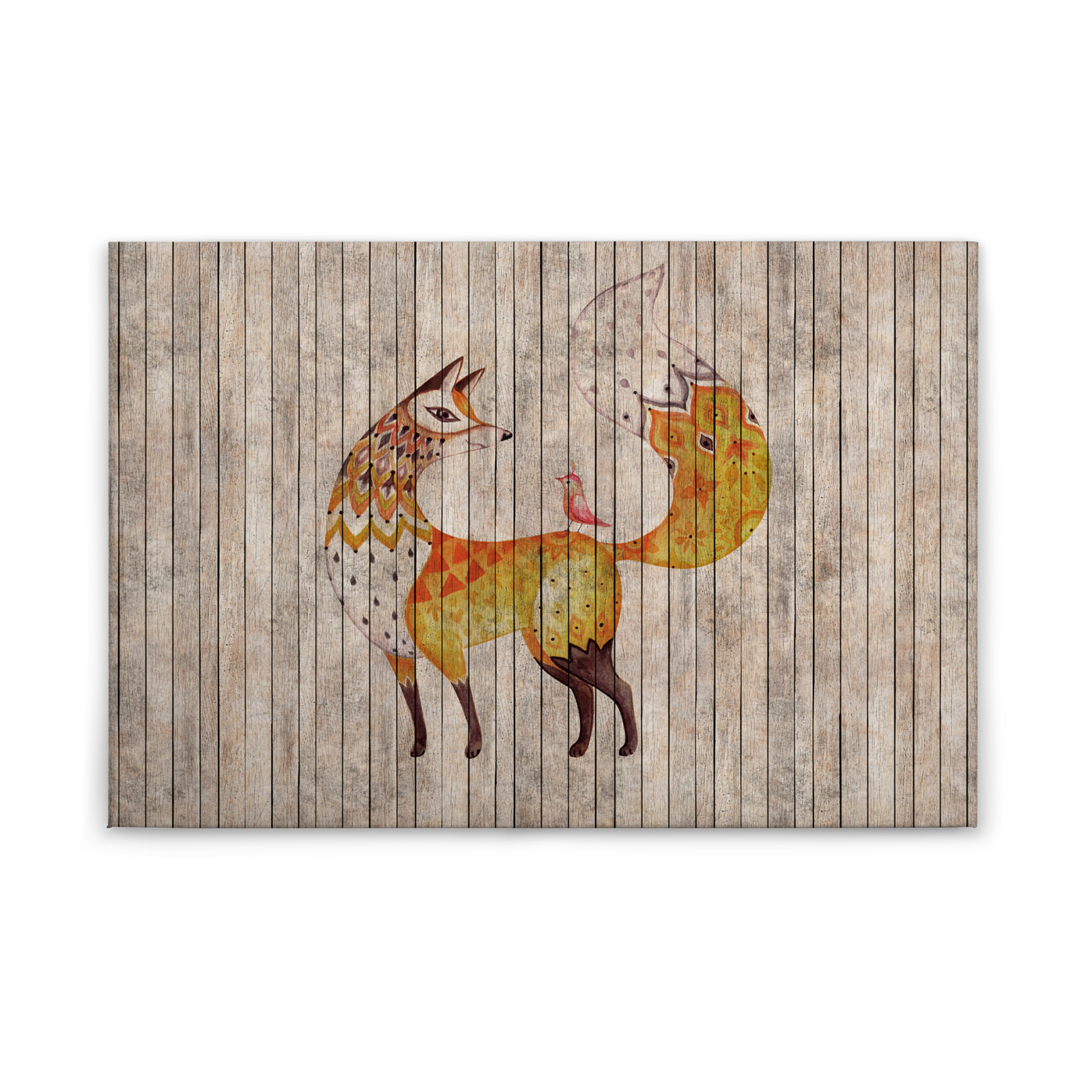 Leinwandbild FUCHS - braun-gelb - 90x60 cm