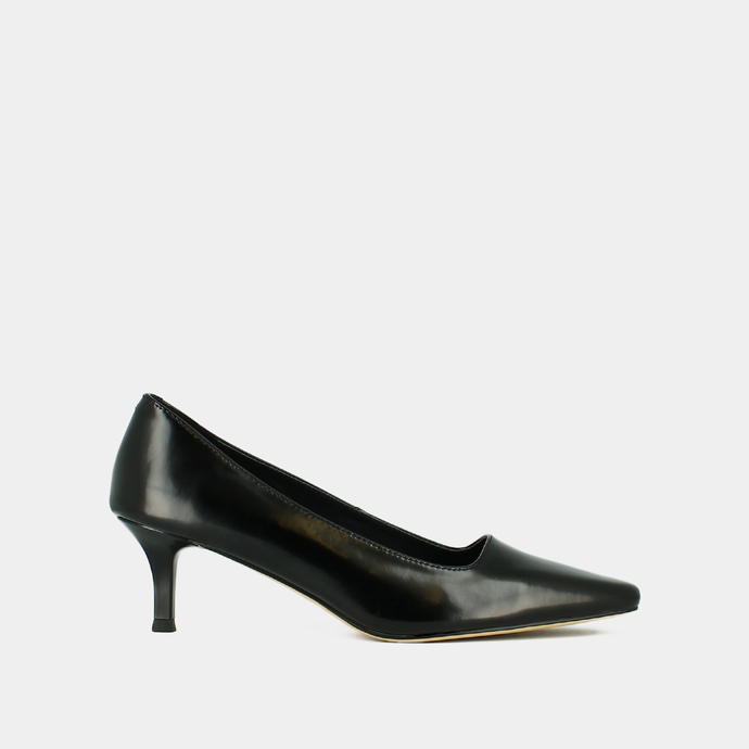 Escarpins à petits talons  en cuir glacé noir