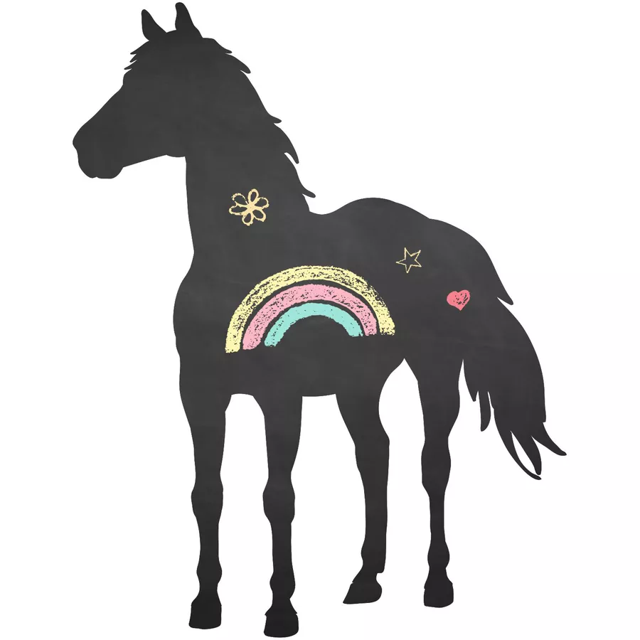 Nikima Wandtattoo 006 Pferd - selbstklebende Tafelfolie Kreidefolie inkl. 3 Stück Kreide schwarz
