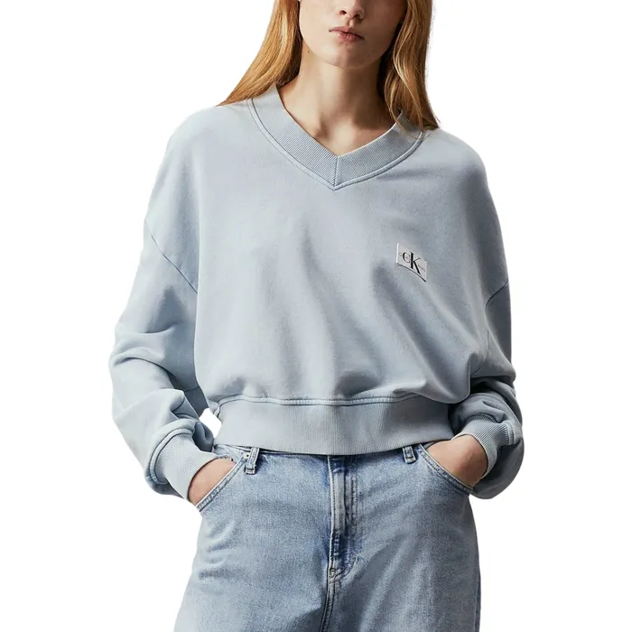 Calvin Klein Woven Label Washed V-neck Sweater Dames