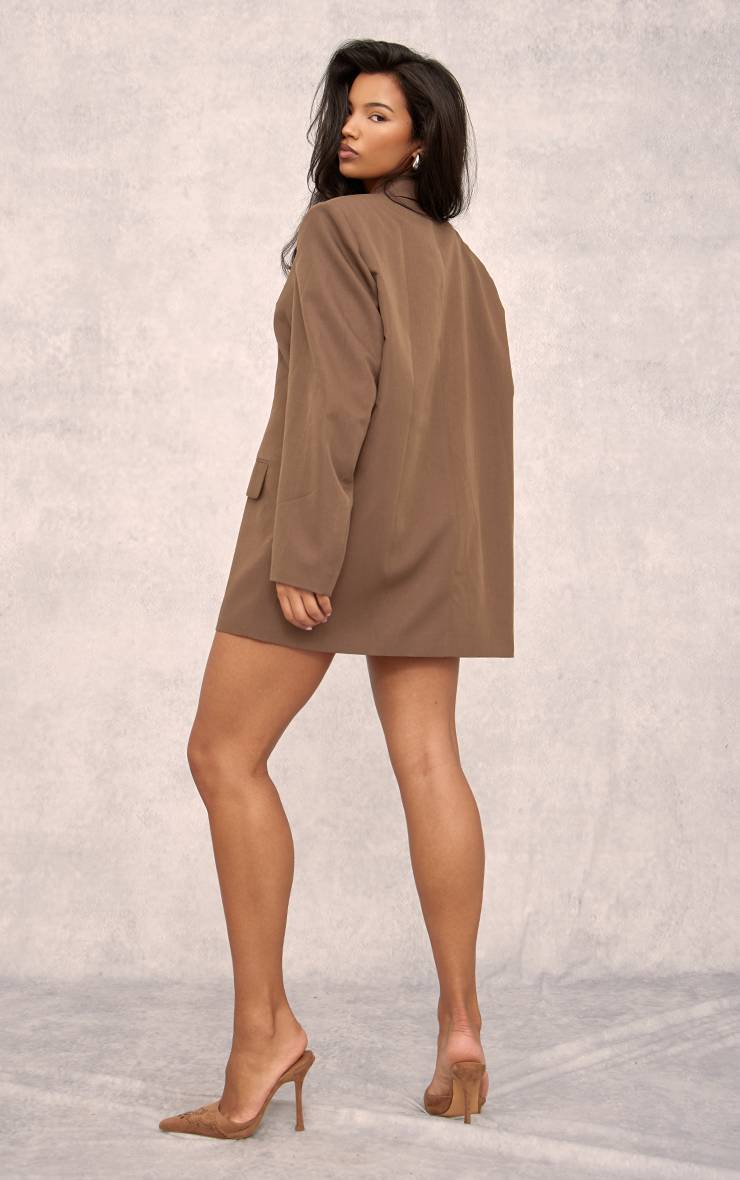 Chocolat Robe Blazer Oversize À Épaulettes En Sergé