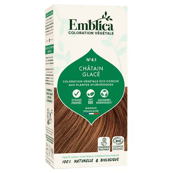 Emblica Coloração Capilar Orgânica à Base de Plantas Nº 4.1 Castanho Gelado 100g