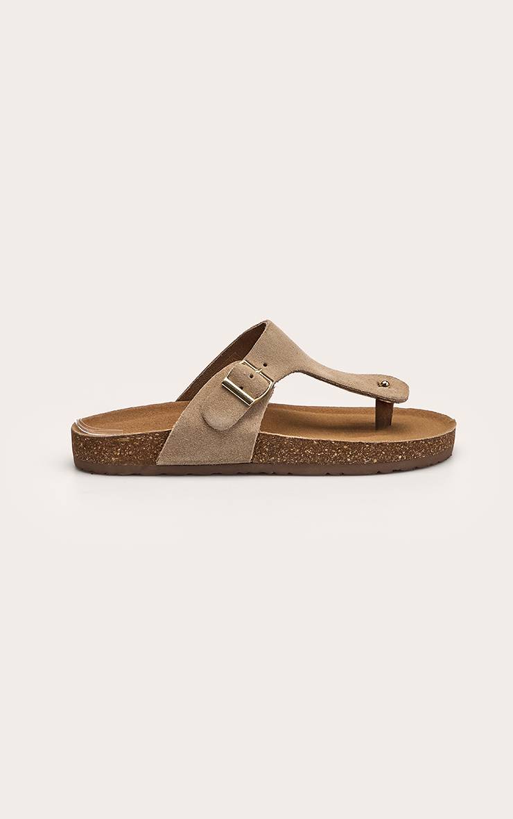 Gris Pierre Sandale Tong À Semelle Intérieure En Cuir Véritable