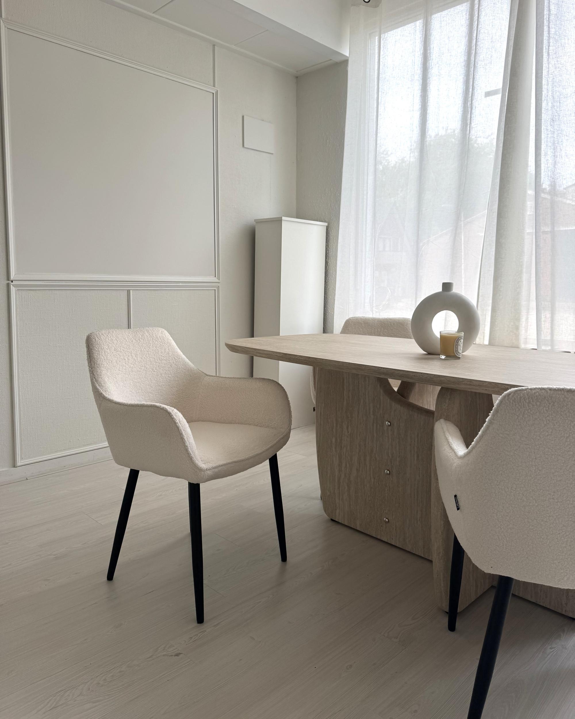 Set van 2 eetkamerstoelen ALDEN Bouclé Wit