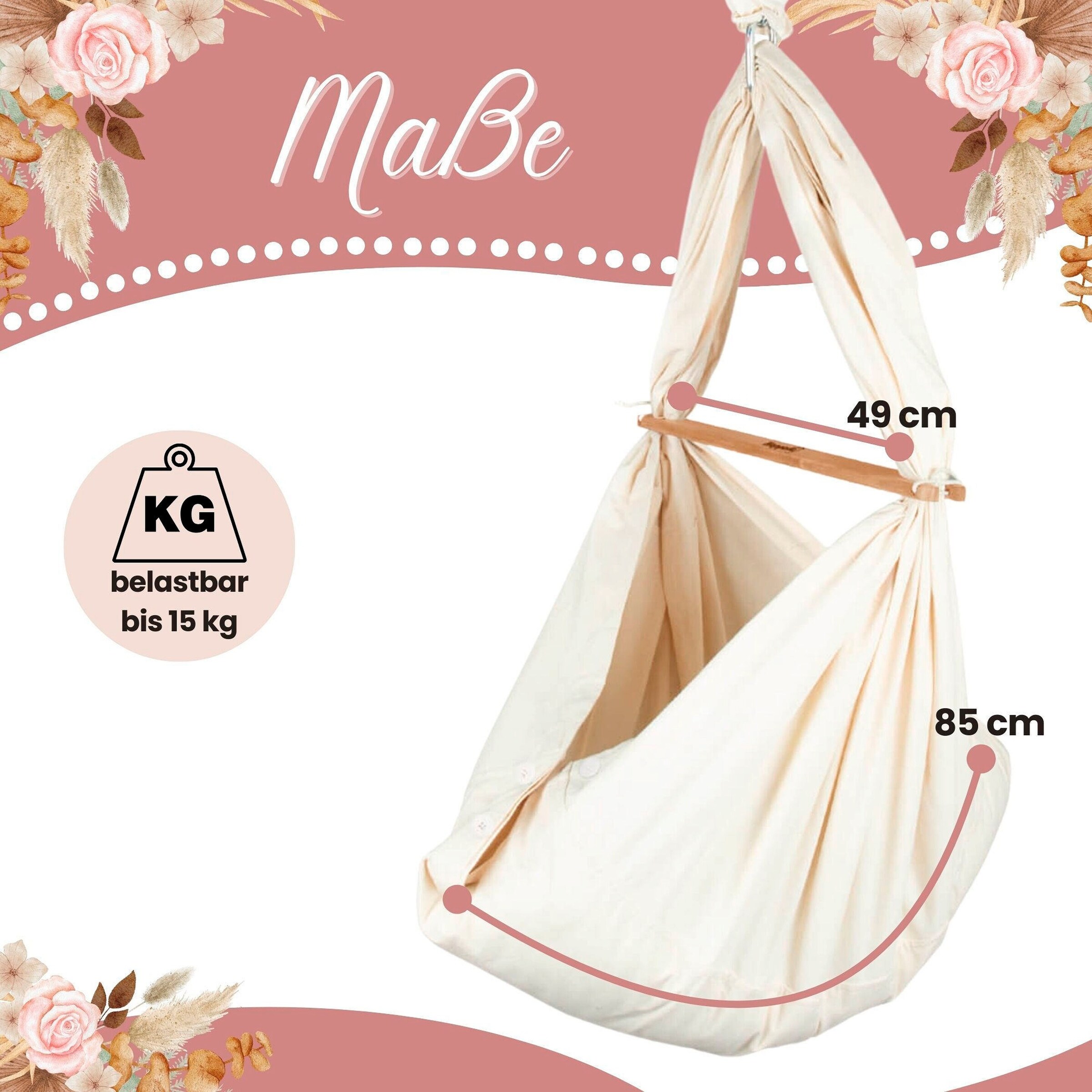 HOPPEDIZ® Federwiege Komplett-Set Baby-Federwiege natur