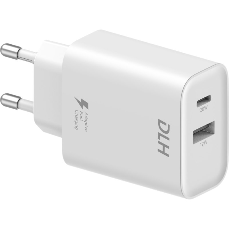 DLH Chargeur secteur 1x USB-C 20W & 1x USB-A 12W