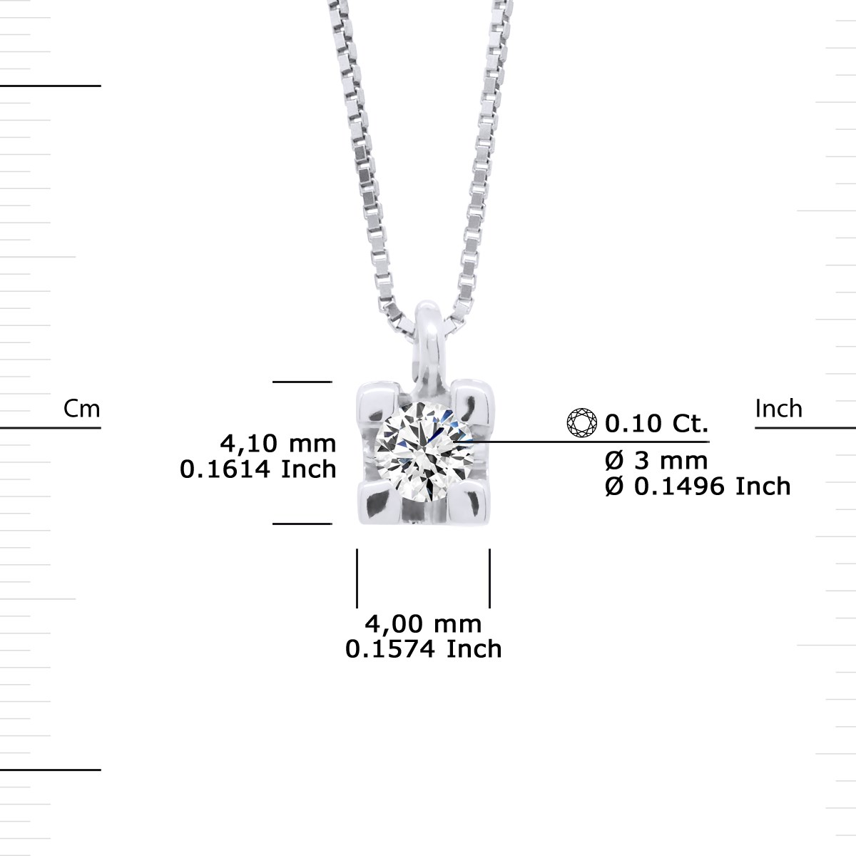 Collier Solitaire Diamant 0,10 Cts Or Blanc 18 Carats