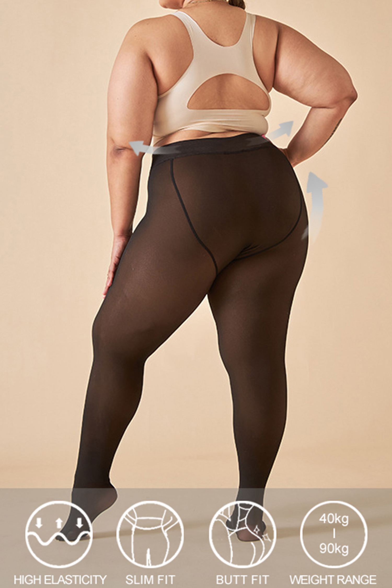 Collant transparent noir basique