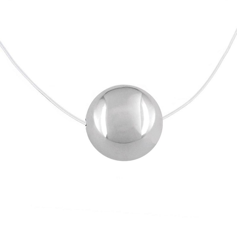 Collier boule fil de nylon transparent Argent 925 Rhodié