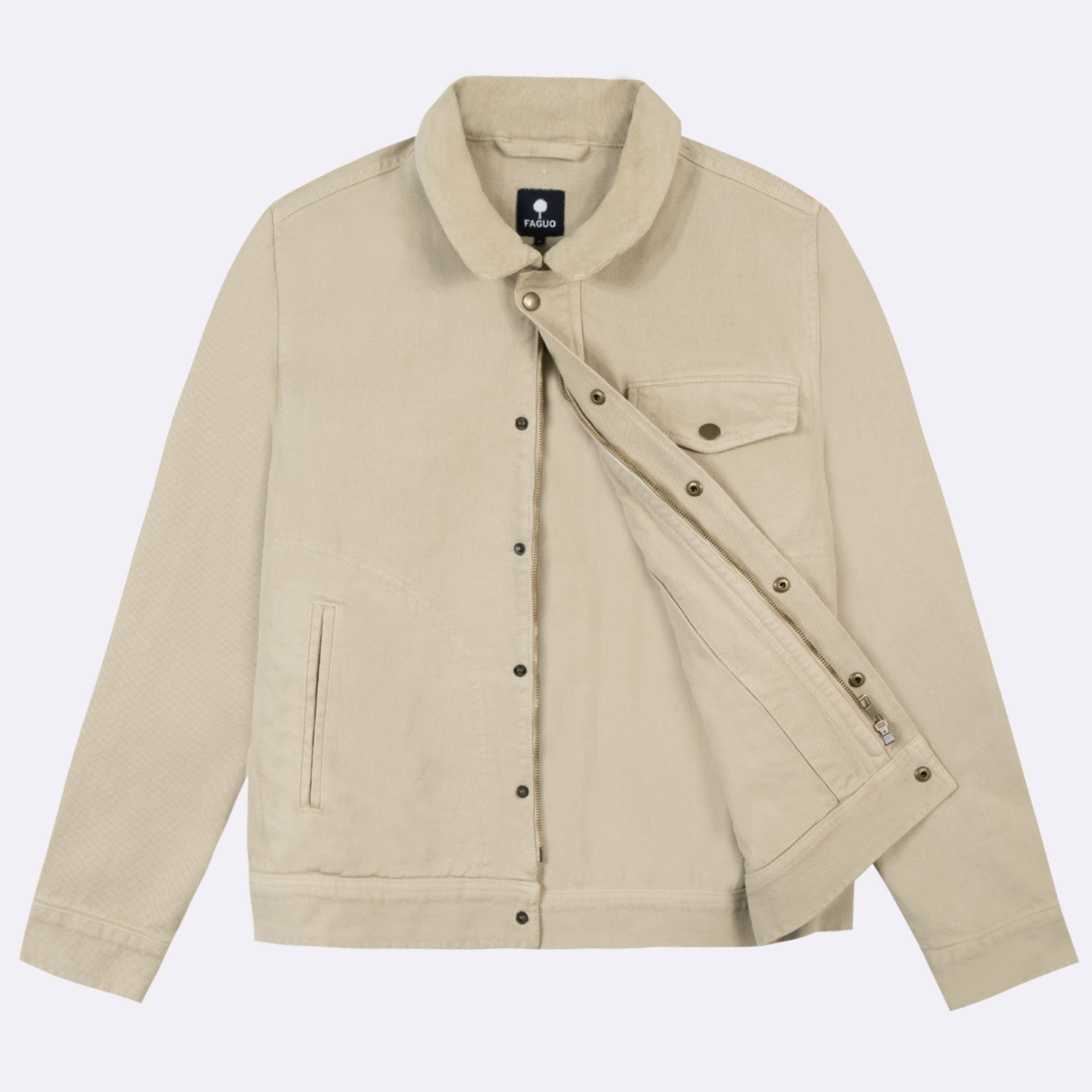 Blouson beige col en velours coton - modèle seillon