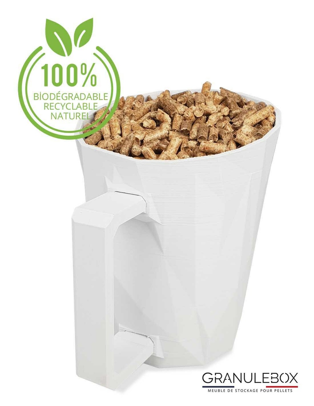Rangement à pellets avec accessoires arbre blanc 55kg