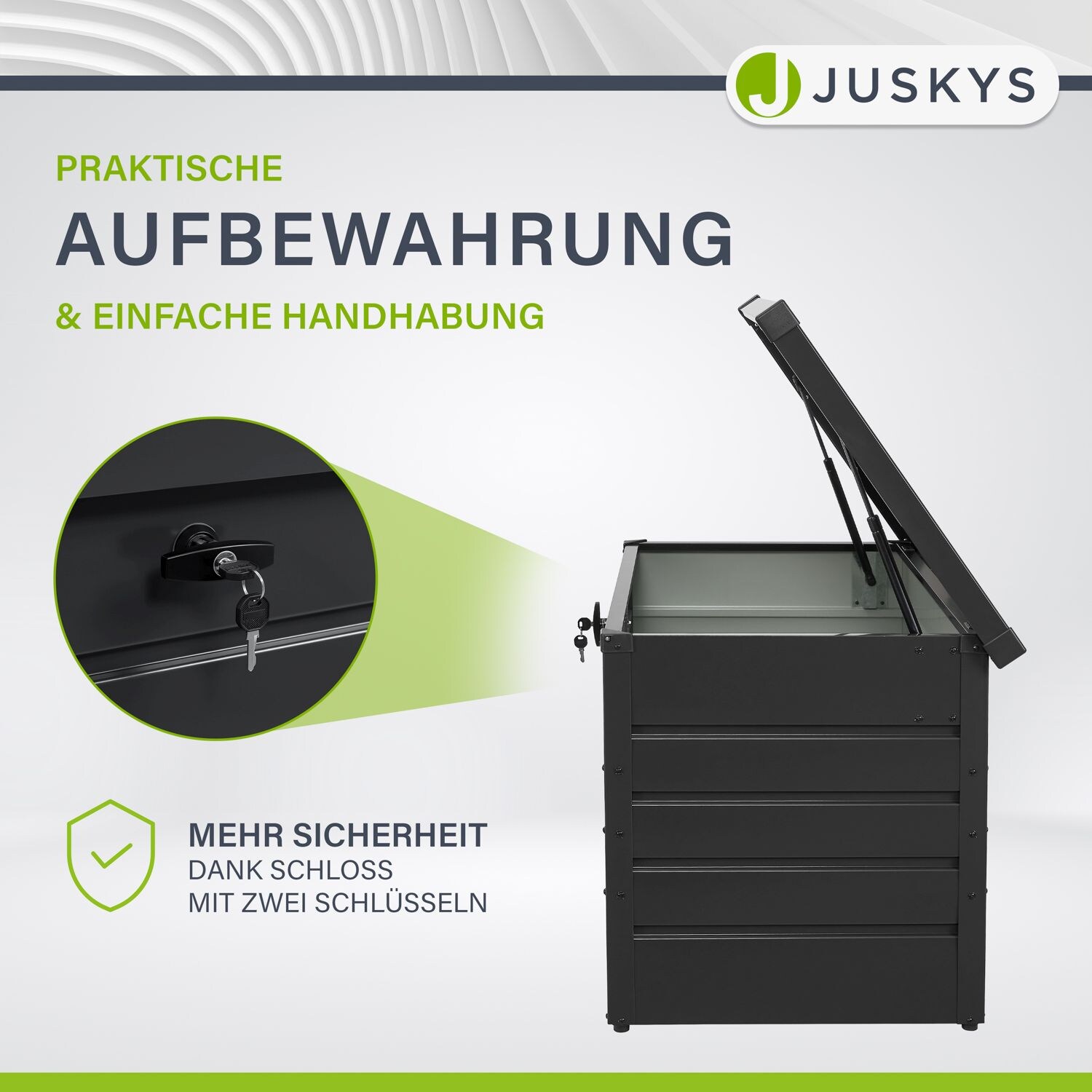 Juskys Metall Aufbewahrungsbox Limani 380 Liter - Box wasserdicht, abschließbar - Anthrazit