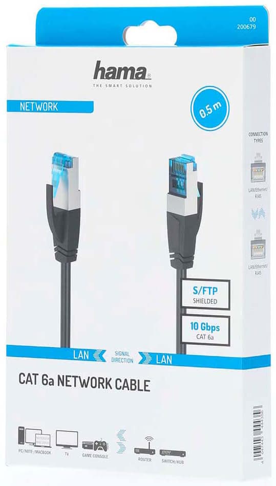 Hama CAT6a S/FTP-netværkskabel 0,5 m (sort)