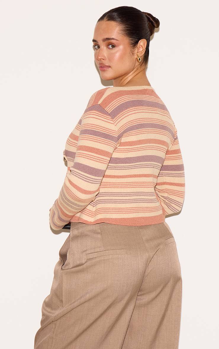 Pêche Cardigan Cache-cœur En Maille Rayée Avec Boutons Dorés Shape