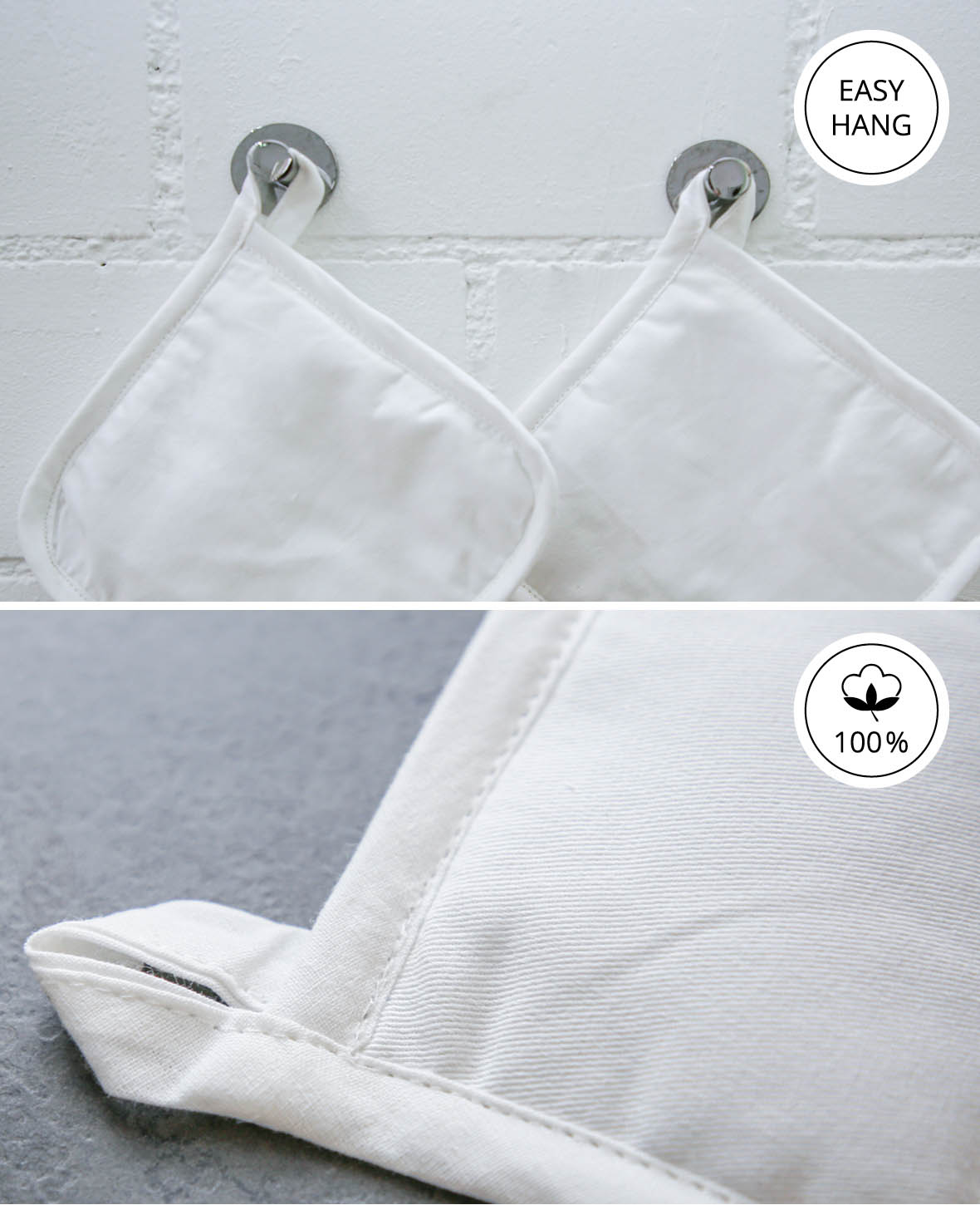 (10er Set) Baumwolle Topflappen DIY Backhandschuhe - Weiss
