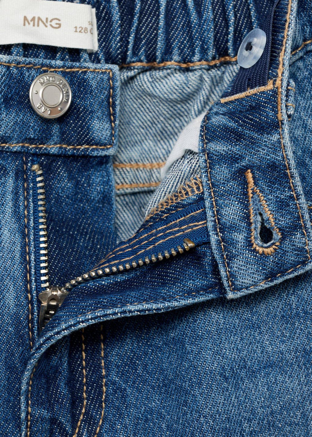 Mango Kids straight leg jeans medium blue denim