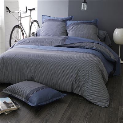 Linge de lit satin de coton micromotifs géométriques