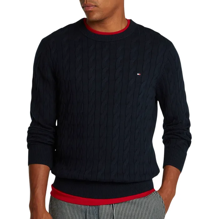 Tommy Hilfiger Classic Cotton Cable Crew Sweater Heren