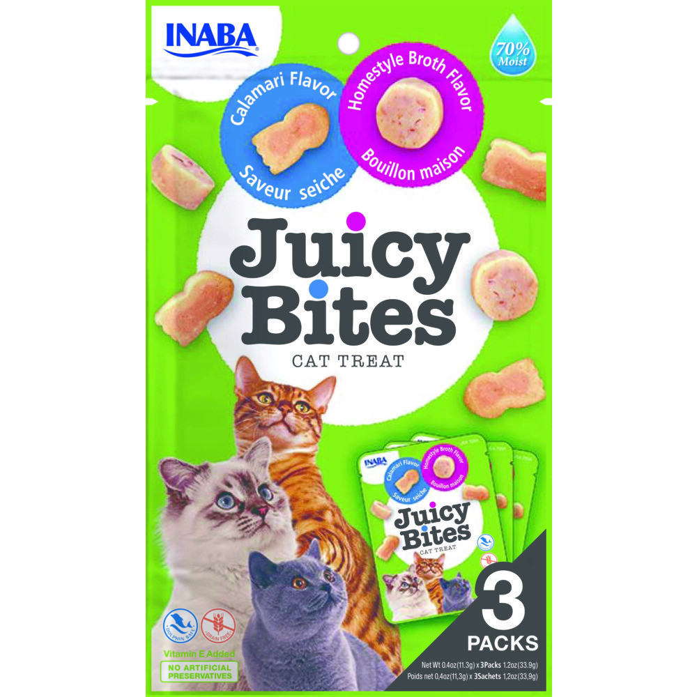 6x Inaba Kattensnack Juicy Bites Bouillon - Inktvis34 gr