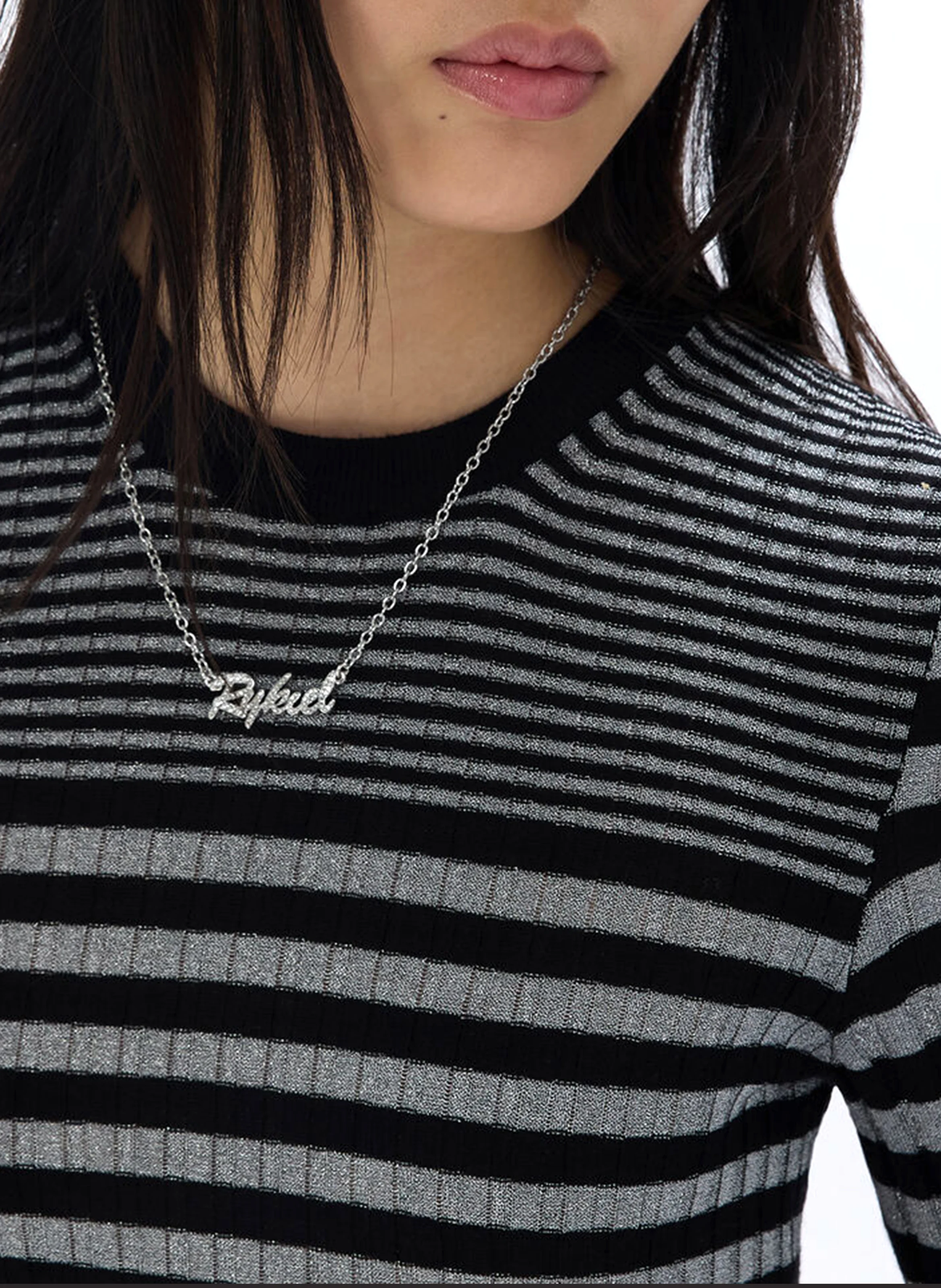 Robe longue col rond en laine mélangée | Argent