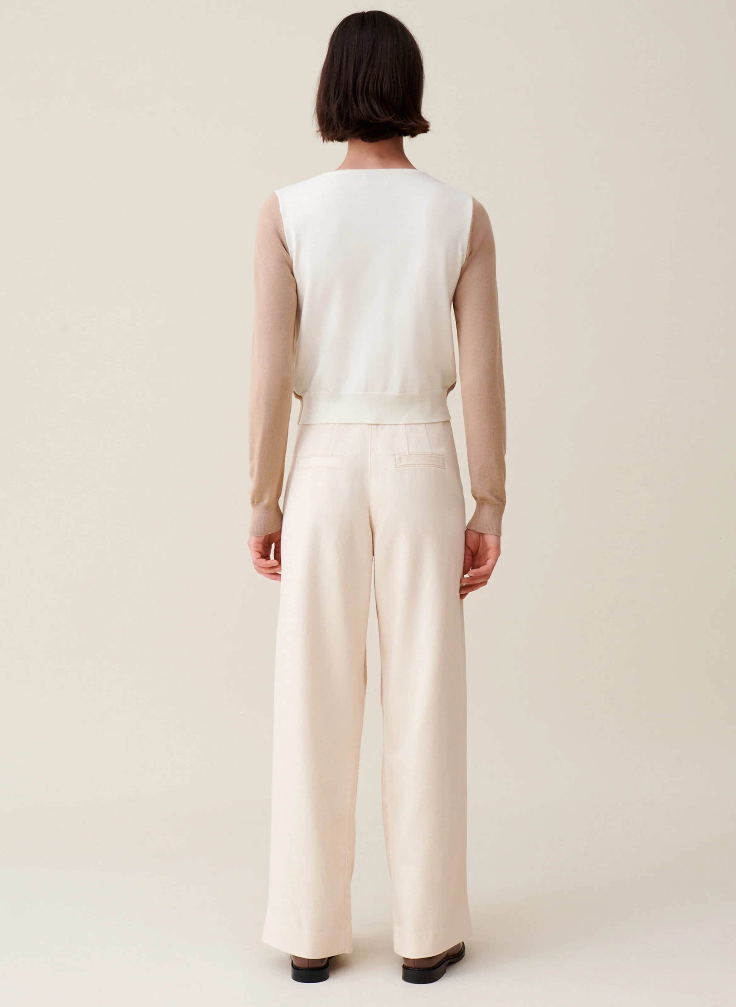 Pull col rond en laine mélangée | Beige