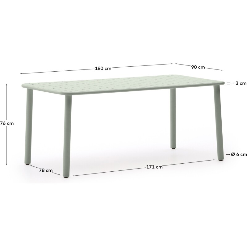 Table d’extérieur Brai en acier galvanisé turquoise 180 x 90 cm