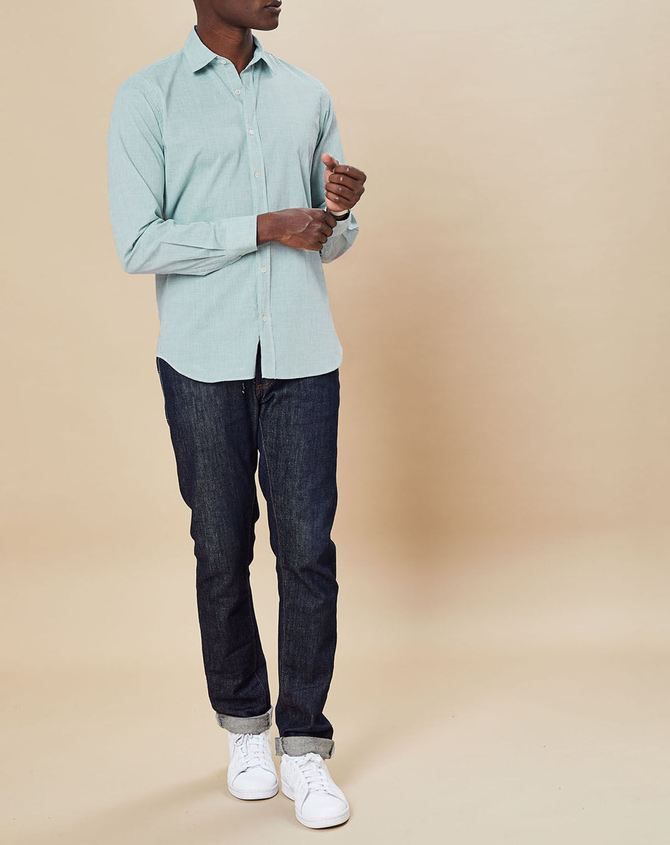 Hartford Chemise Slim Fit Sammy vert chiné