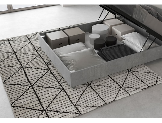 ITYHOME - Lit coffre ankel incliné 140x200 gris béton