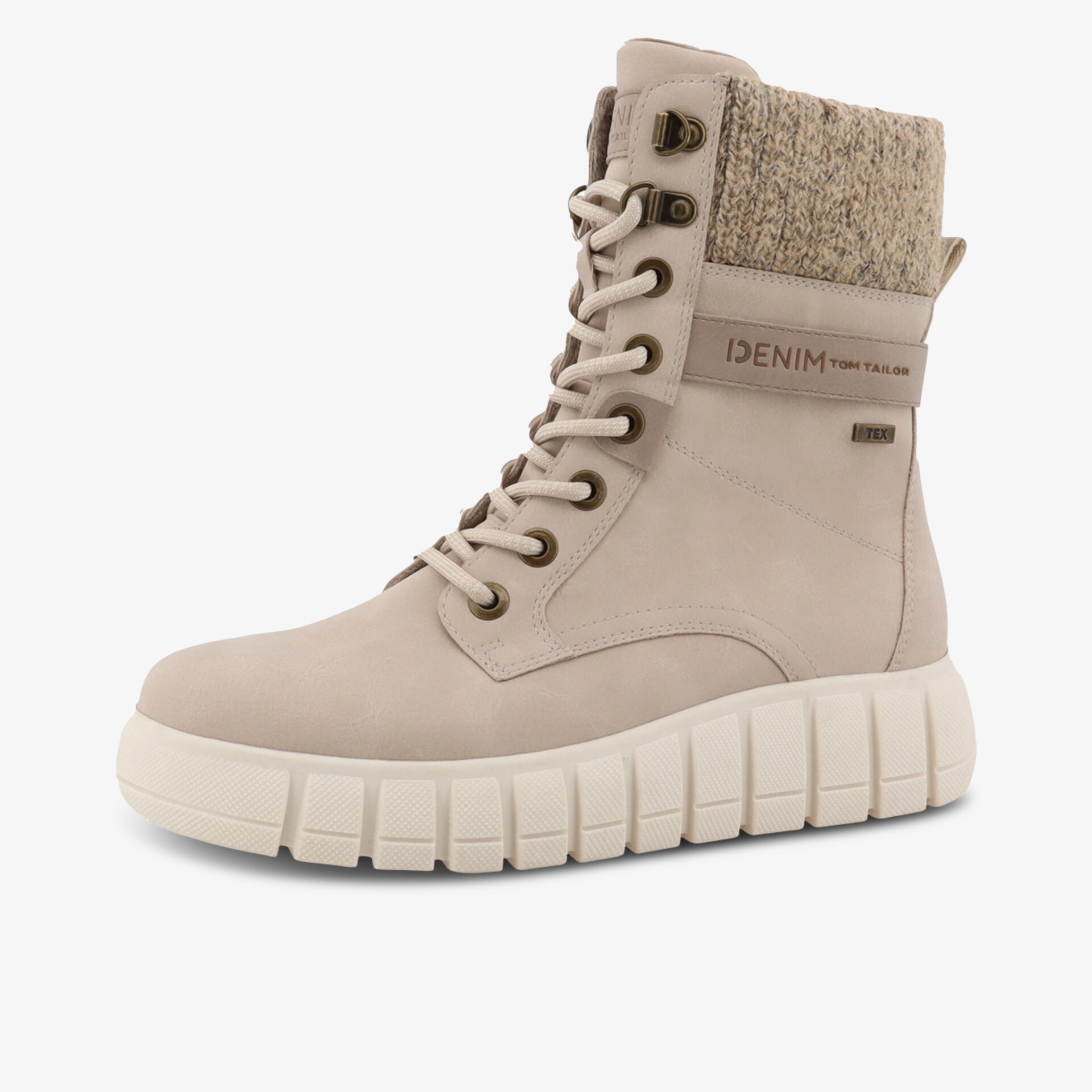 TOM TAILOR Damen Schnürstiefeletten beige