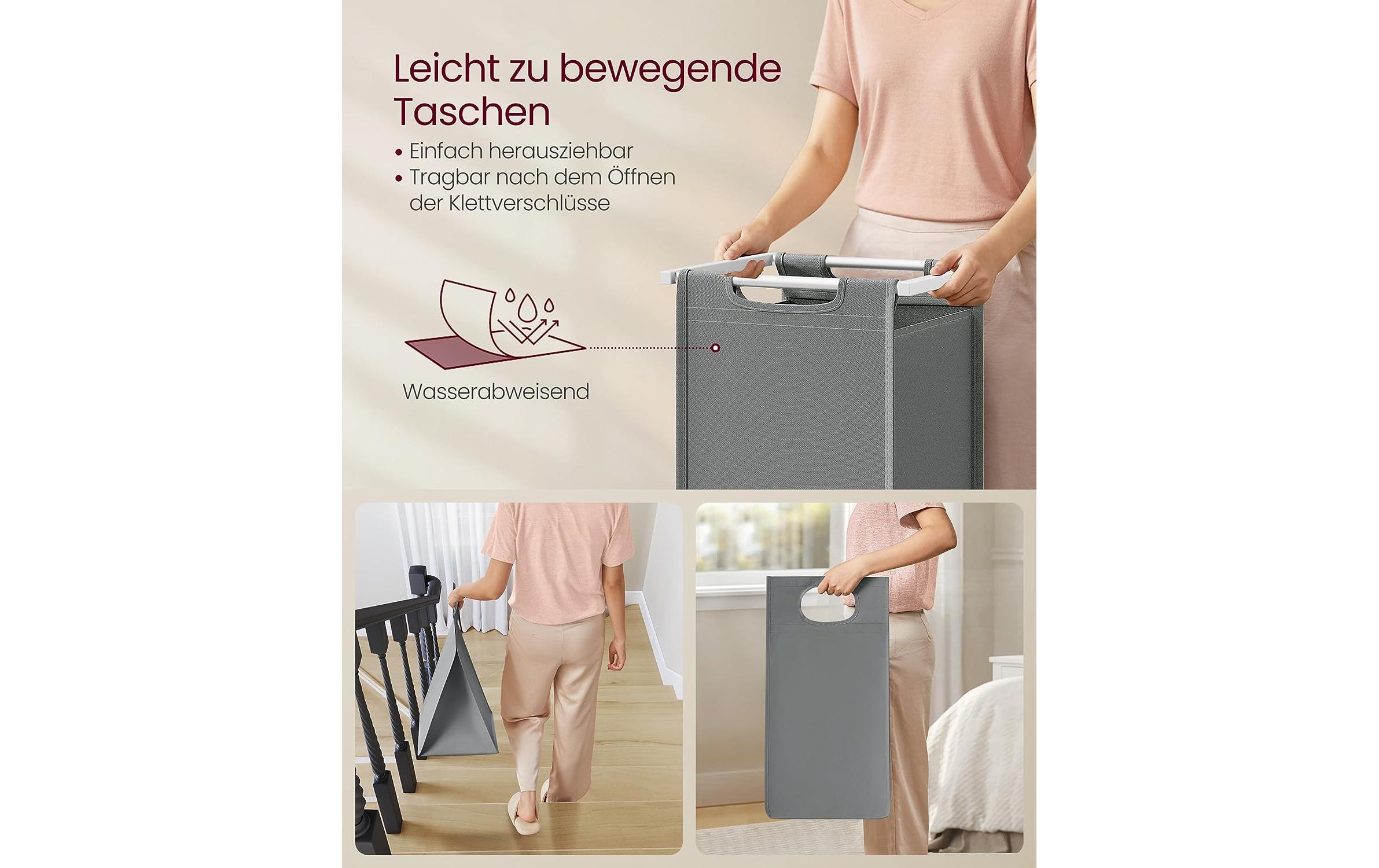 Wäschekorb mit Ablage 2 x 46 l, Grau/WeissWäschesammler