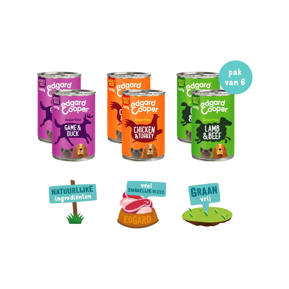 Edgard & Cooper Multipack Hondenvoer - Blik - Kip / Wild & Lam
