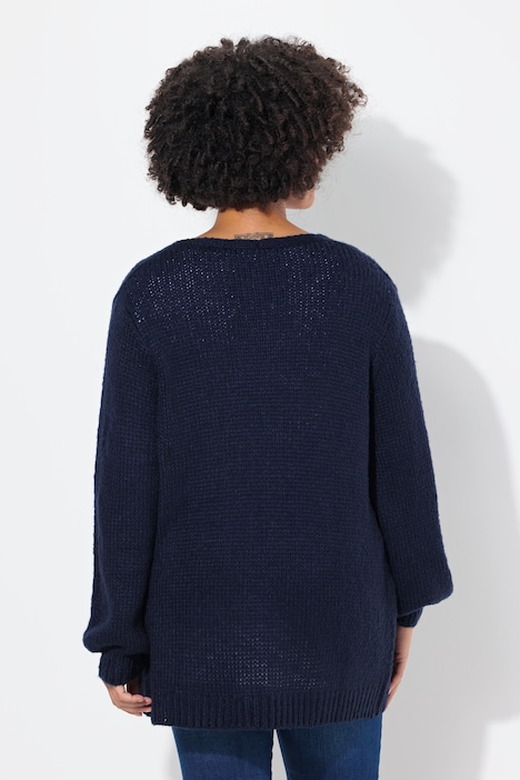 Strickjacke, Straight Fit, Ballonärmel