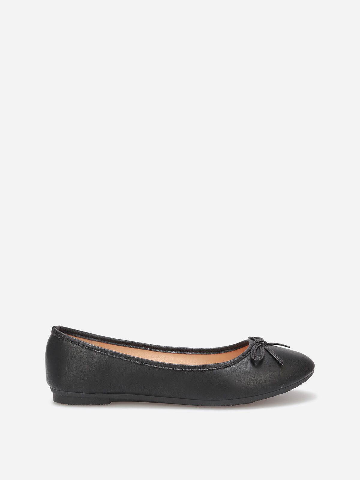 Ballerines à bout rond et nœud- Noir