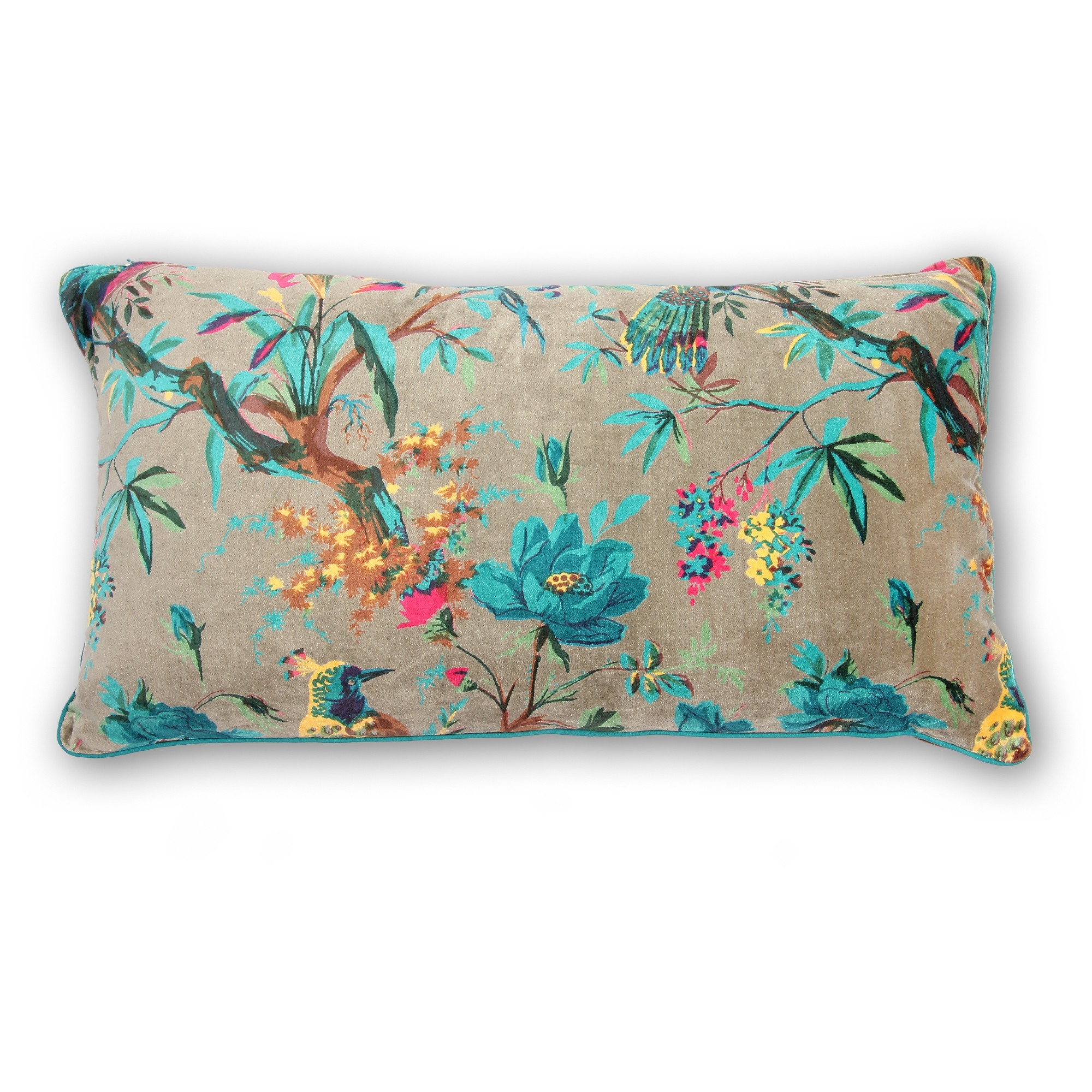 Samt-Kissen 'Fantasia', grau, multicolor, B 60 cm, H 35 cm von fischer's lagerhaus