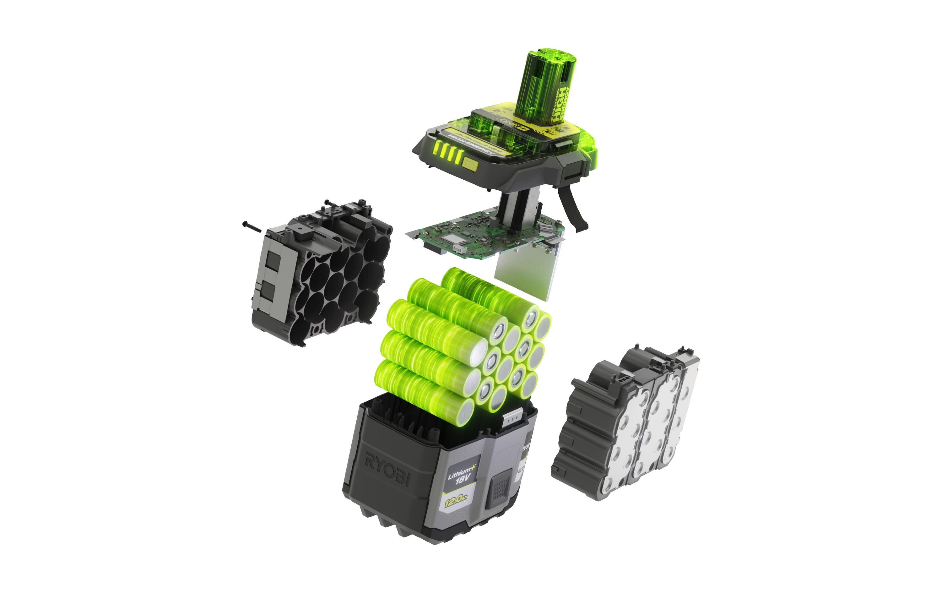 Akku RB18120T 18 V 12.0 Ah High Energy<br>Optimierte Lithium-Technologie für hohe Leistung und schnelle Ladezeiten