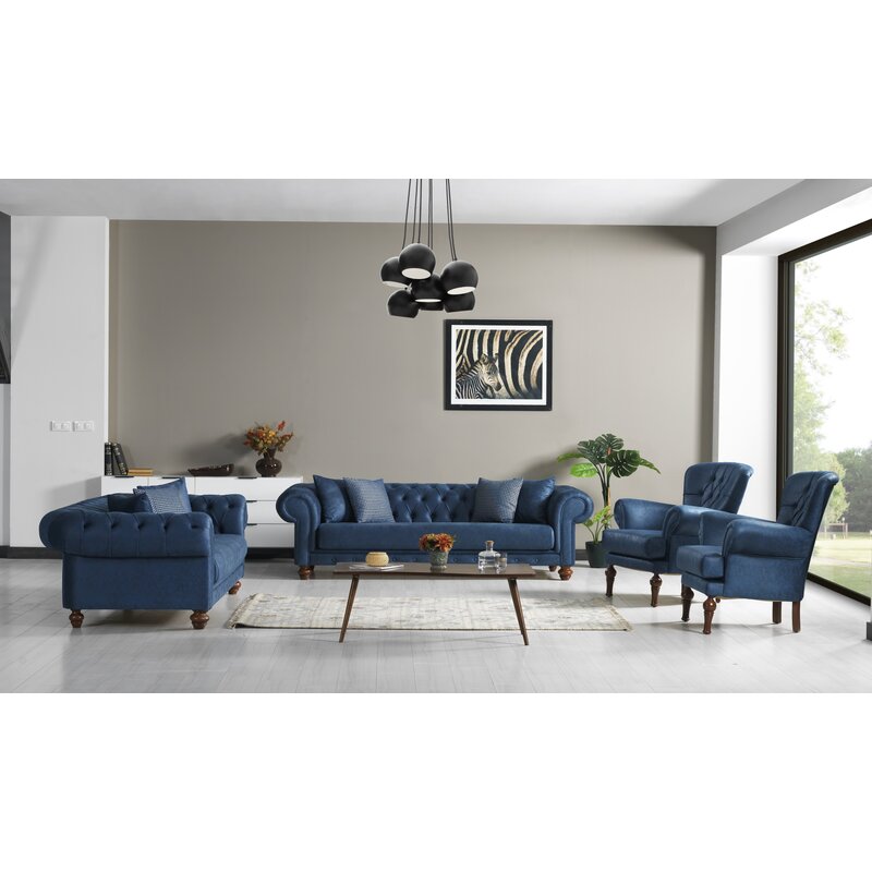Pritt 96.1&rdquo; Rolled Arm Chesterfield Sofa