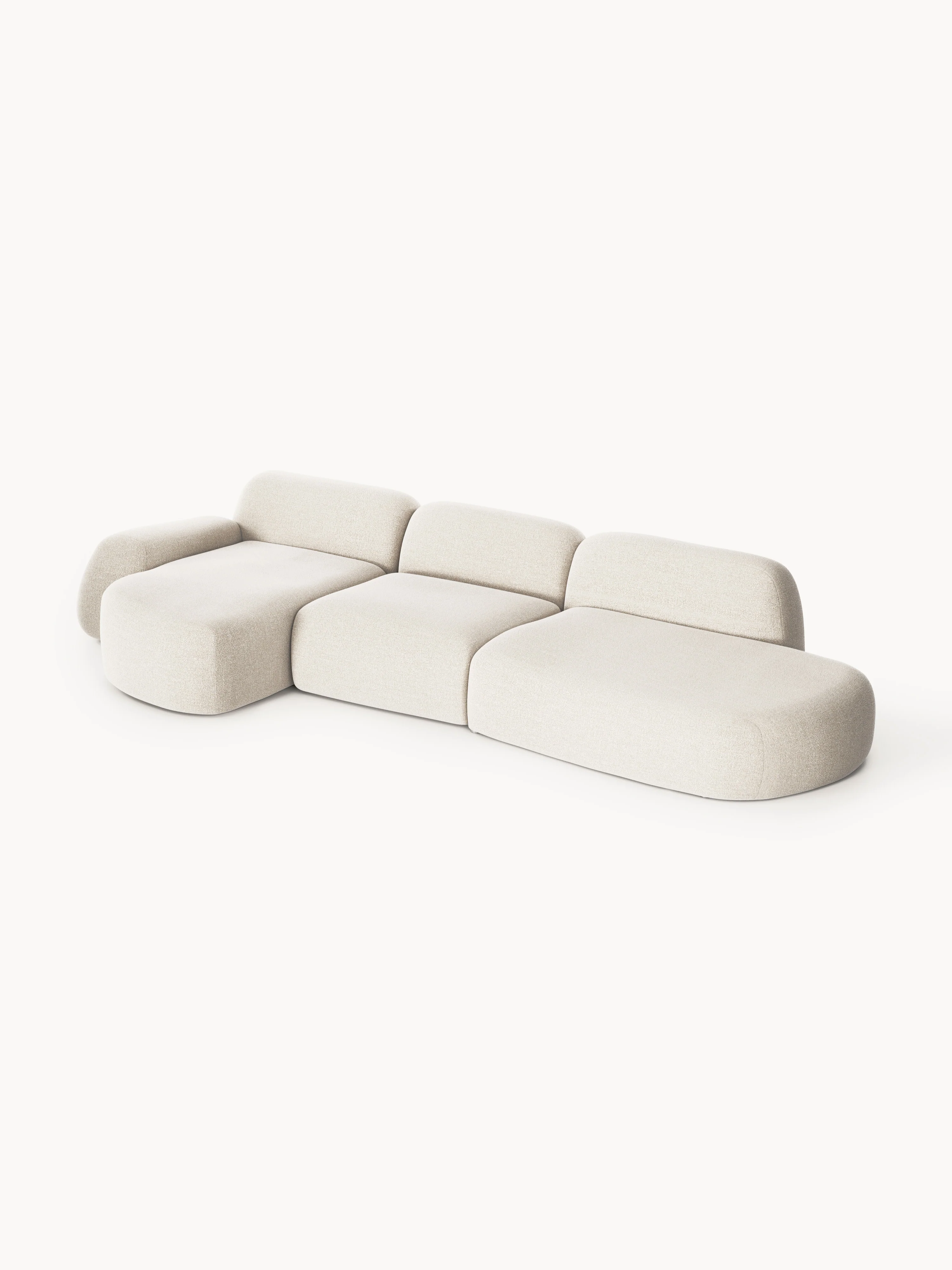 Modulaire bouclé hoekbank Wolke (4-zits) met chaise longue