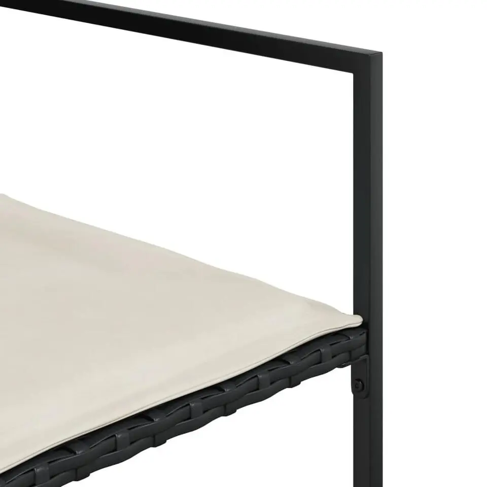 vidaXL - 6-zits Tuinset wit kussens - Inklapbaar - Zwart PE rattan - 165x107 cm