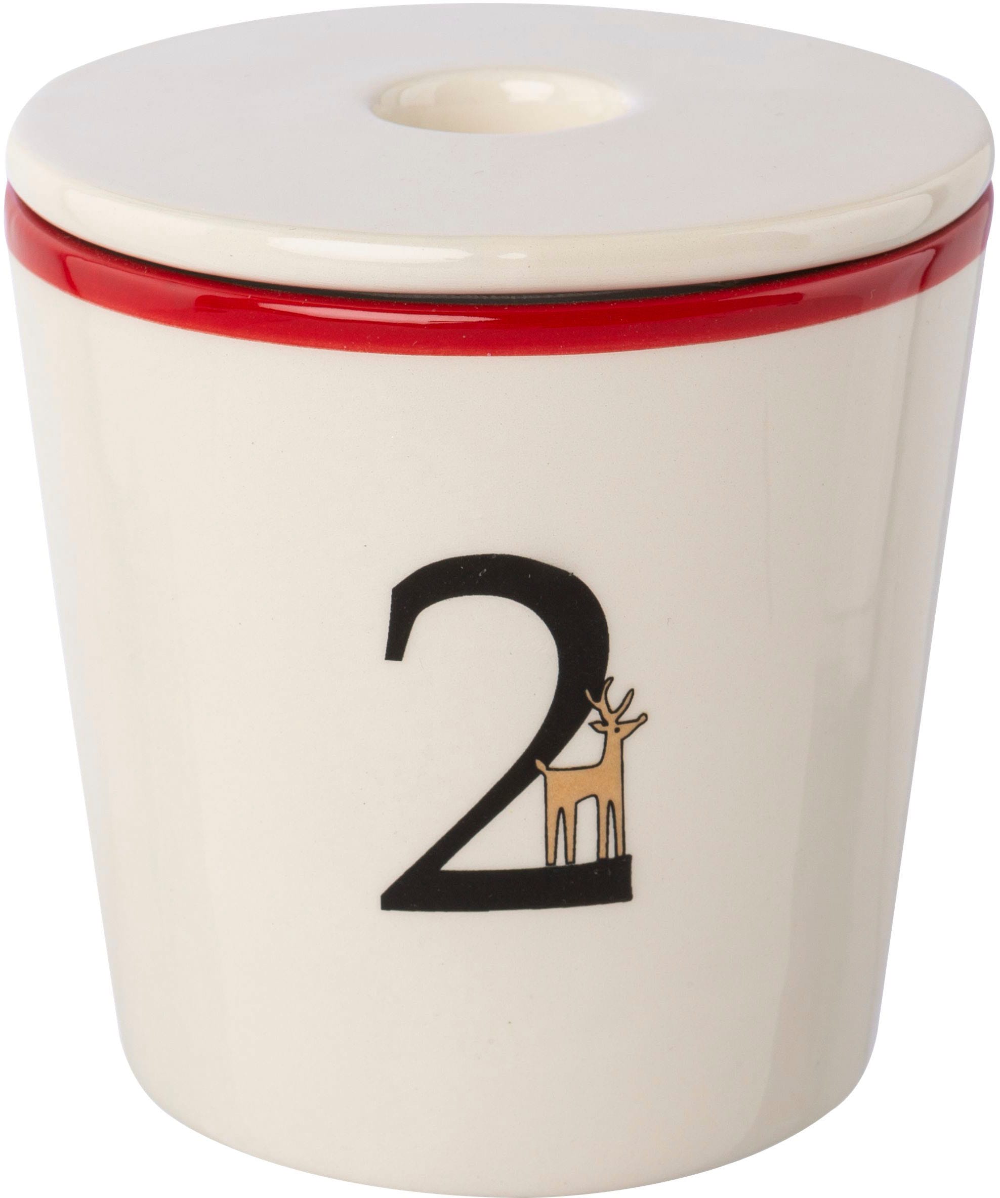 Creativ deco Kerzenhalter »Stabkerzenhalter für die Adventszeit, Weihnachtsdeko« Becher aus Keramik mit Cover 1 bis 4, Höhe ca. 10 cm, Adventsleuchter