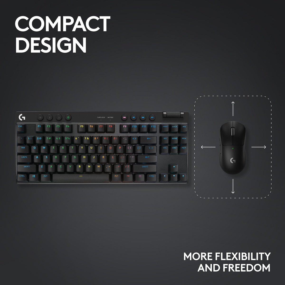 Logitech G PRO X TKL Lightspeed Tactile trådløst gamingtastatur (sort)