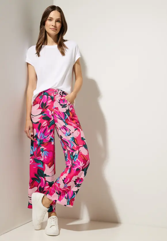 Viskose Casual Fit 7/8 Hose - berry rose