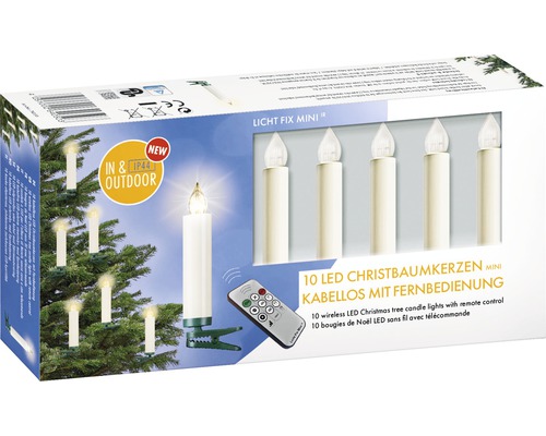 10 stuks LED-kaars Niko Light Fix Mini ivoor lichtkleur warm wit incl. afstandsbediening