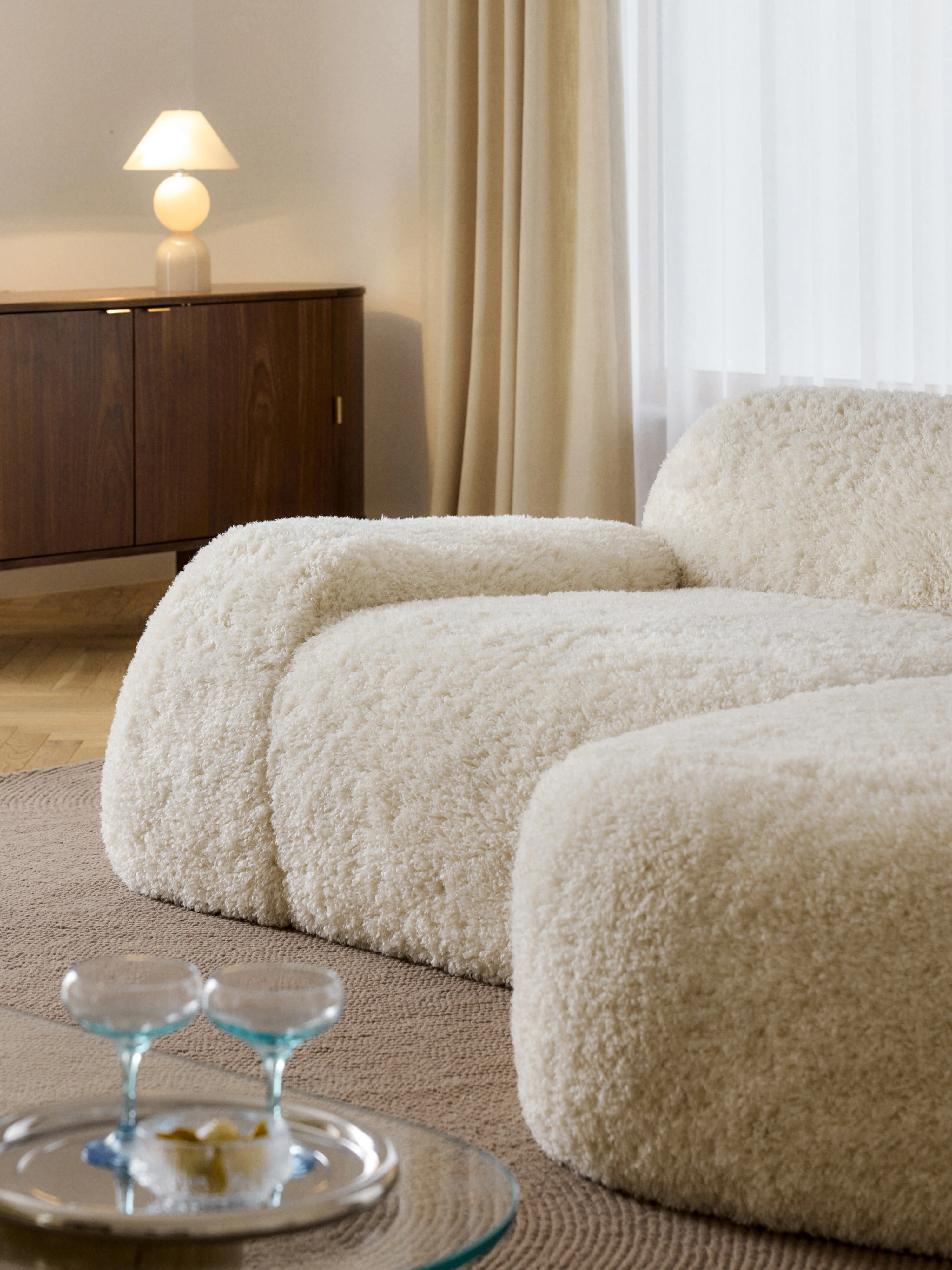 Modulaire teddy hoekbank Wolke (3-zits)