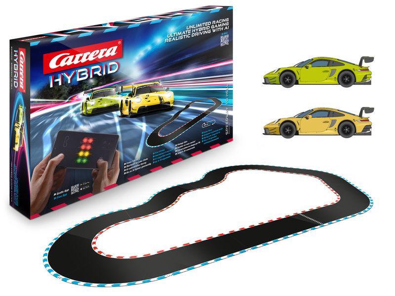 Carrera Rennbahnauto Speedway to Hell – Hybrid Set Dynamisches Rennwagen-Spielset