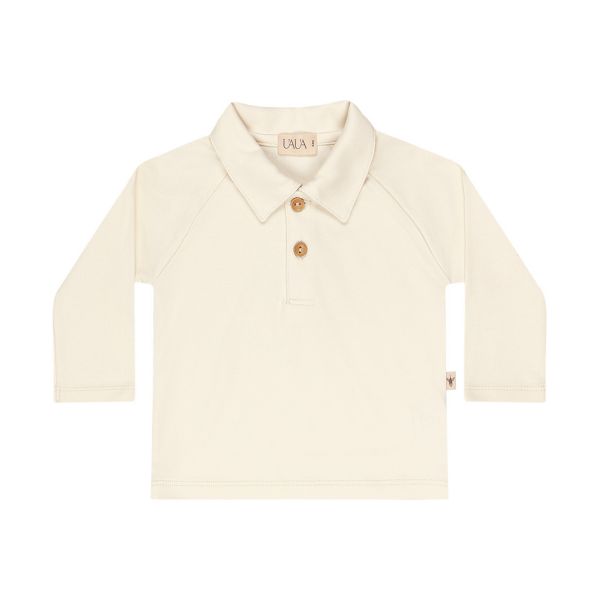 UAUA Polo T-Shirt Lange Mouwen - 3-6 Mnd - Crema